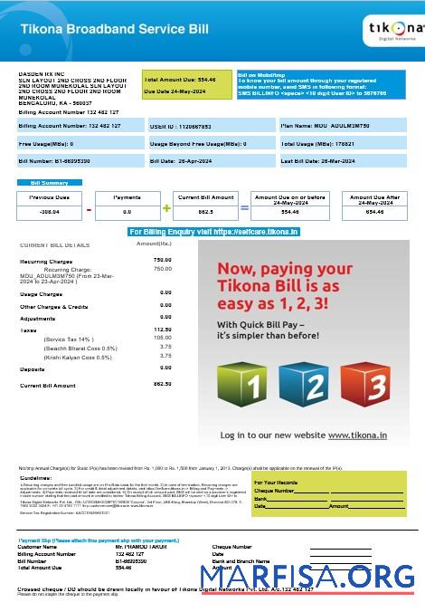 Downloadable INDONESIA TIKONA business utility bill Word and PDF template